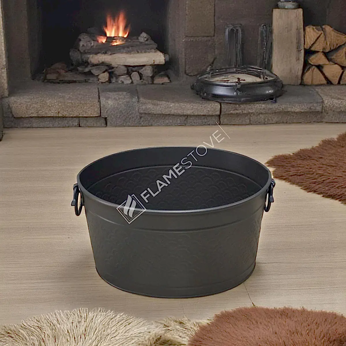 Flame Stove FS-1353 Mat Siyah Metal Odun Kovası Şömine Aksesuarı