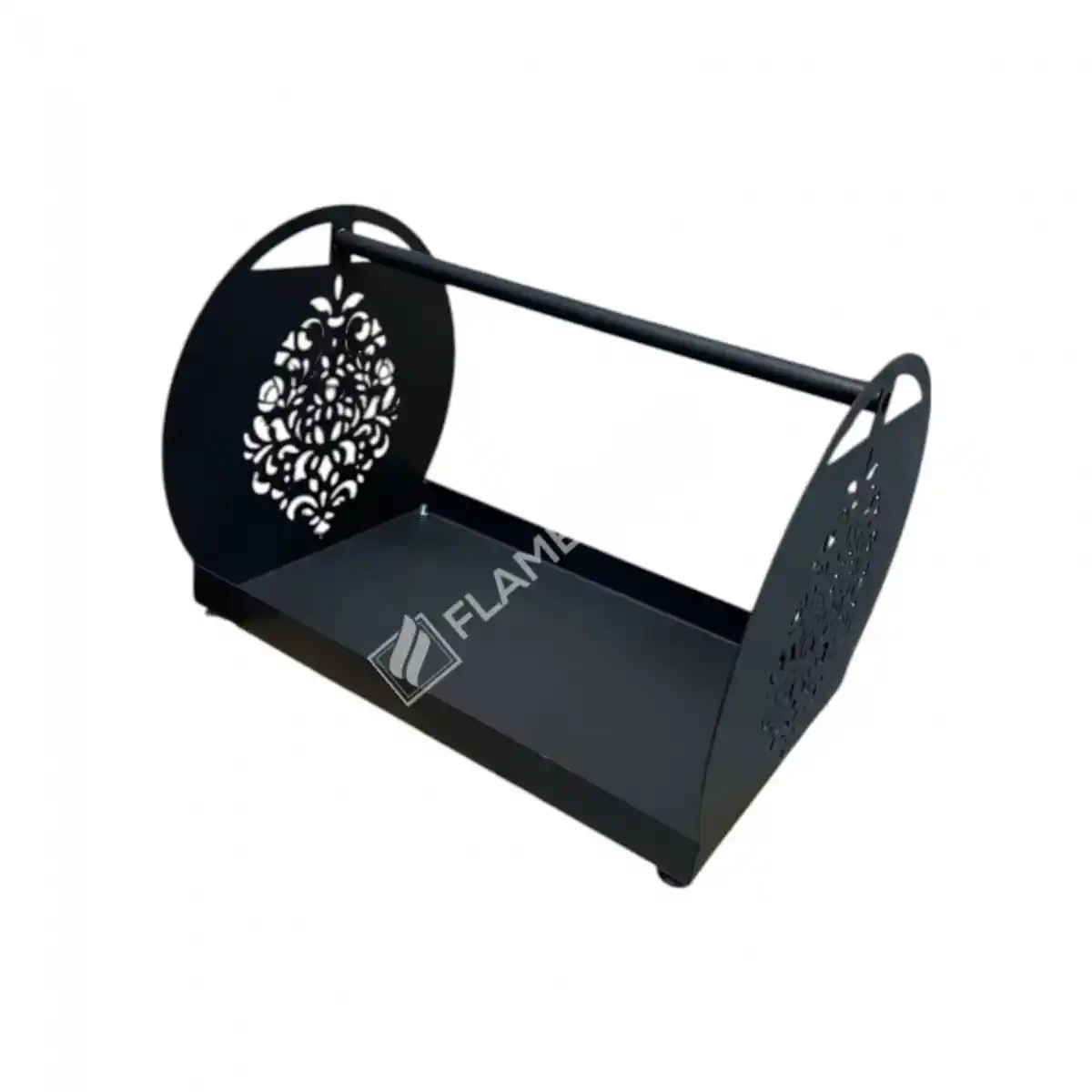 Şık Beşik Tasarım Metal Odunluk FS-101B - Siyah Mat Şömine Odun Taşıyıcı