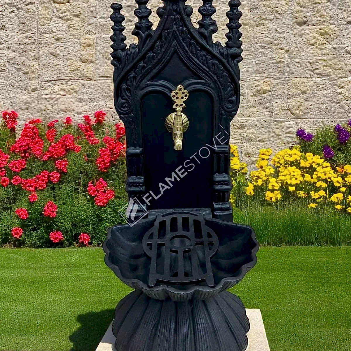 Flame Stove FS-906 Mat Siyah Midye Alüminyum Bahçe Çeşmesi: Modern, Şık, Dayanıklı