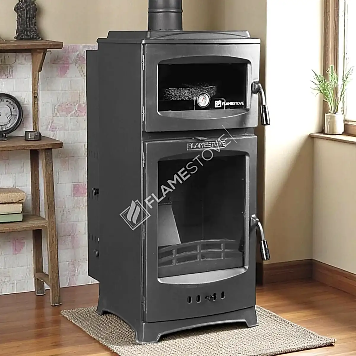 Flame Stove Lodi Gurme Fırınlı Pelet Sobası, A Sınıfı, Schott Robax Cam, 12 kW
