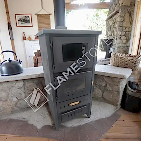 Flame Stove S3 Çelik Fırınlı Soba: Ateş Tuğlalı, Robax Camlı, 9kW Verimli