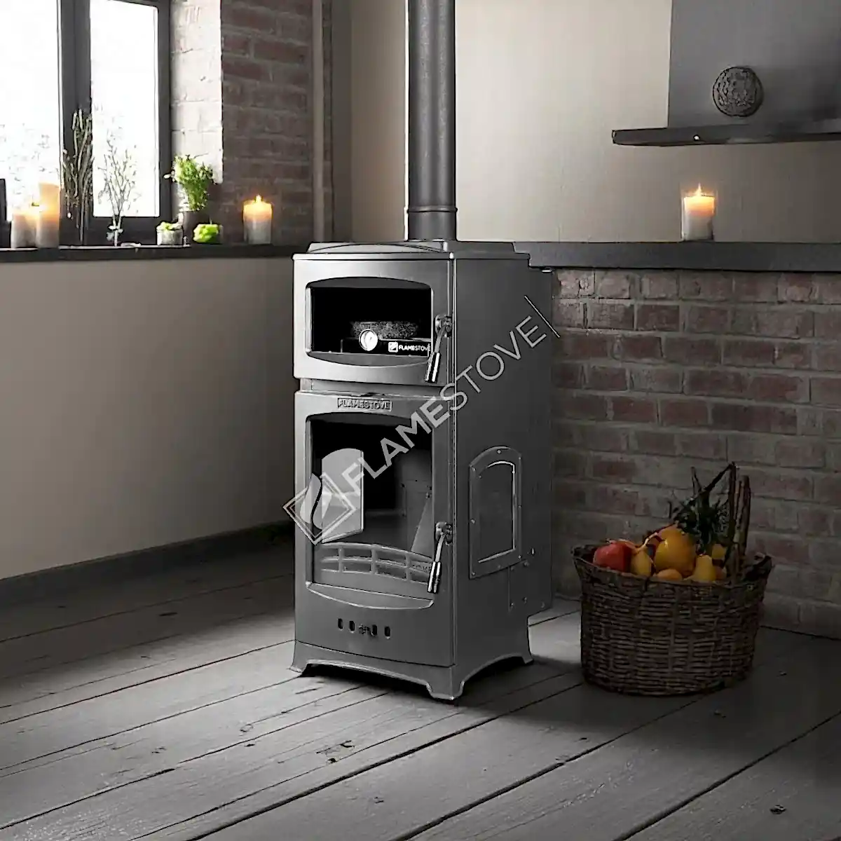 Lodi Lux Gurme Fırınlı Pelet Sobası, 3 Camlı, Yüksek Verimli A Sınıfı, 12 kW