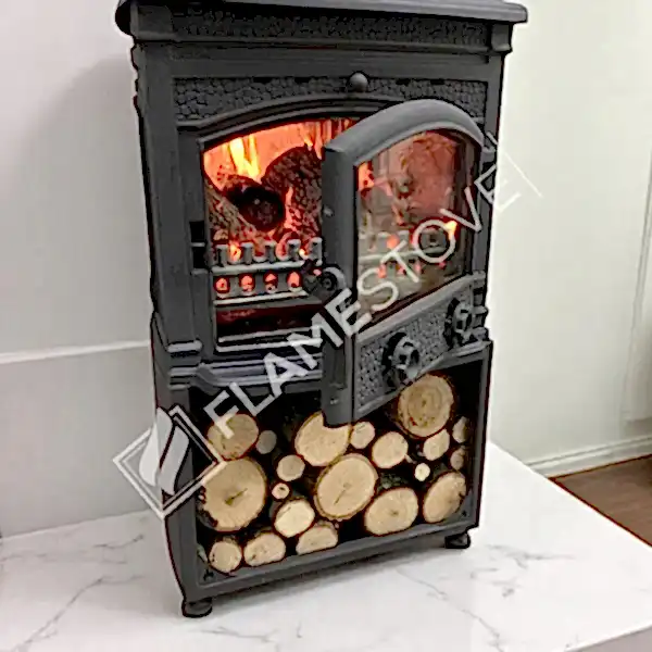 Flame Stove Sirius Maxi Style Fırınlı Döküm Odun Sobası, Çift Yanma, Schott-Robax Cam
