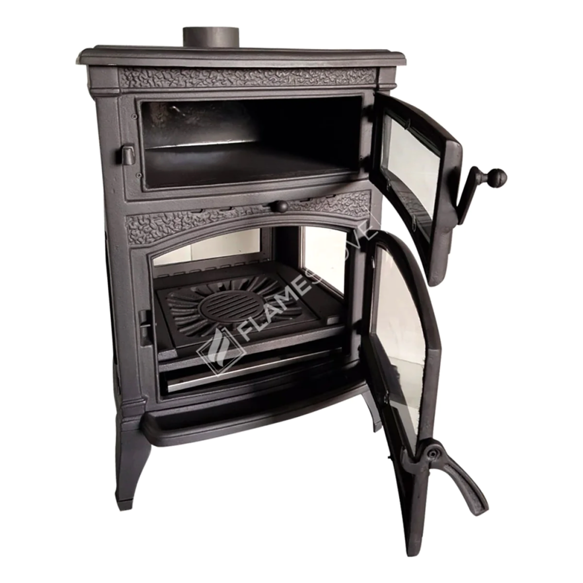 Sirius Maxi 4 Fırınlı Döküm Soba: Yüksek Verimli Odun Kömür Isıtıcı 15 kW