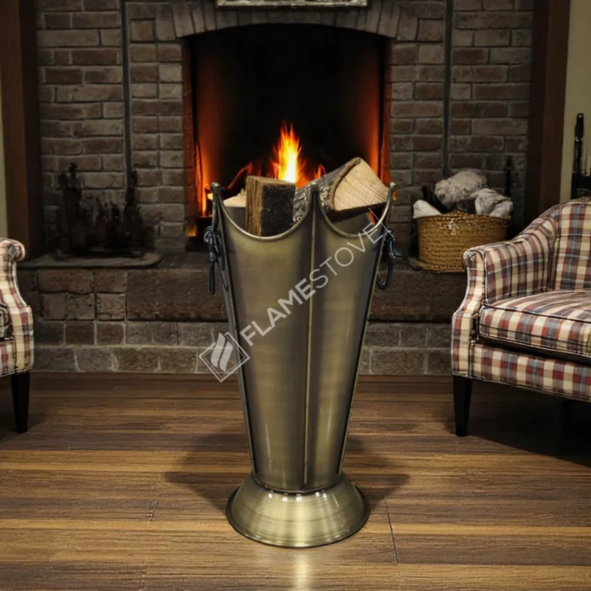 Lüks Gold Odunluk: İç/Dış Mekan, Yüksek Kaliteli Döküm Şömine Odun Kovası