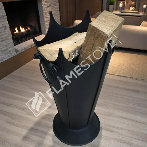 Mat Siyah Dayanıklı Metal Odunluk, Şık Şömine ve Soba Odun Depolama Aksesuarı