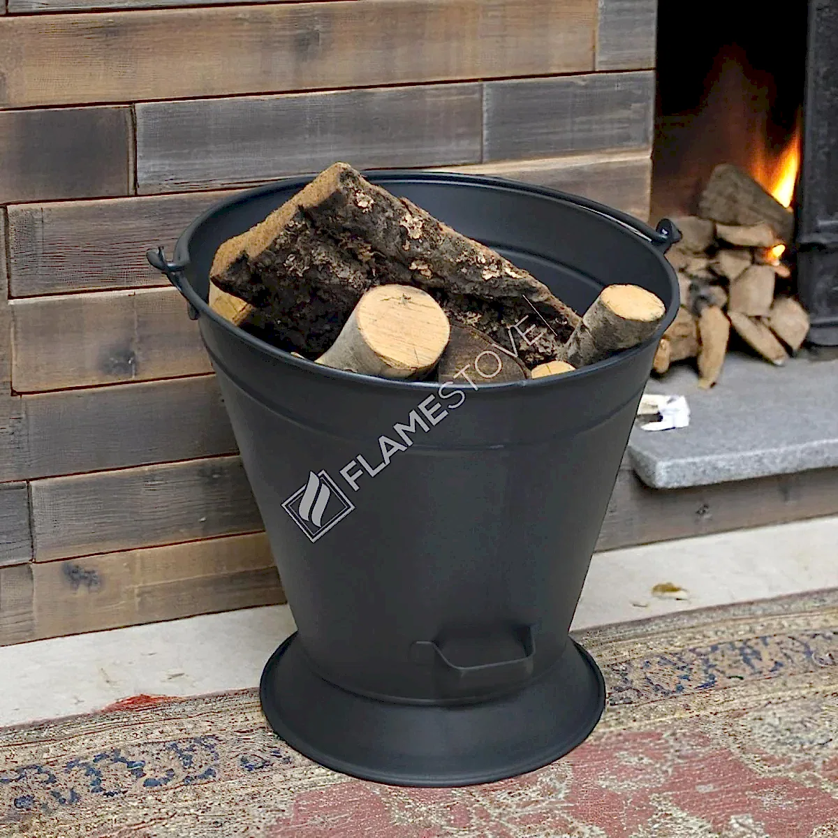 Flame Stove Mat Siyah Taşınabilir Şömine Odunluk Kömürlük Kovası Ev Aksesuarı