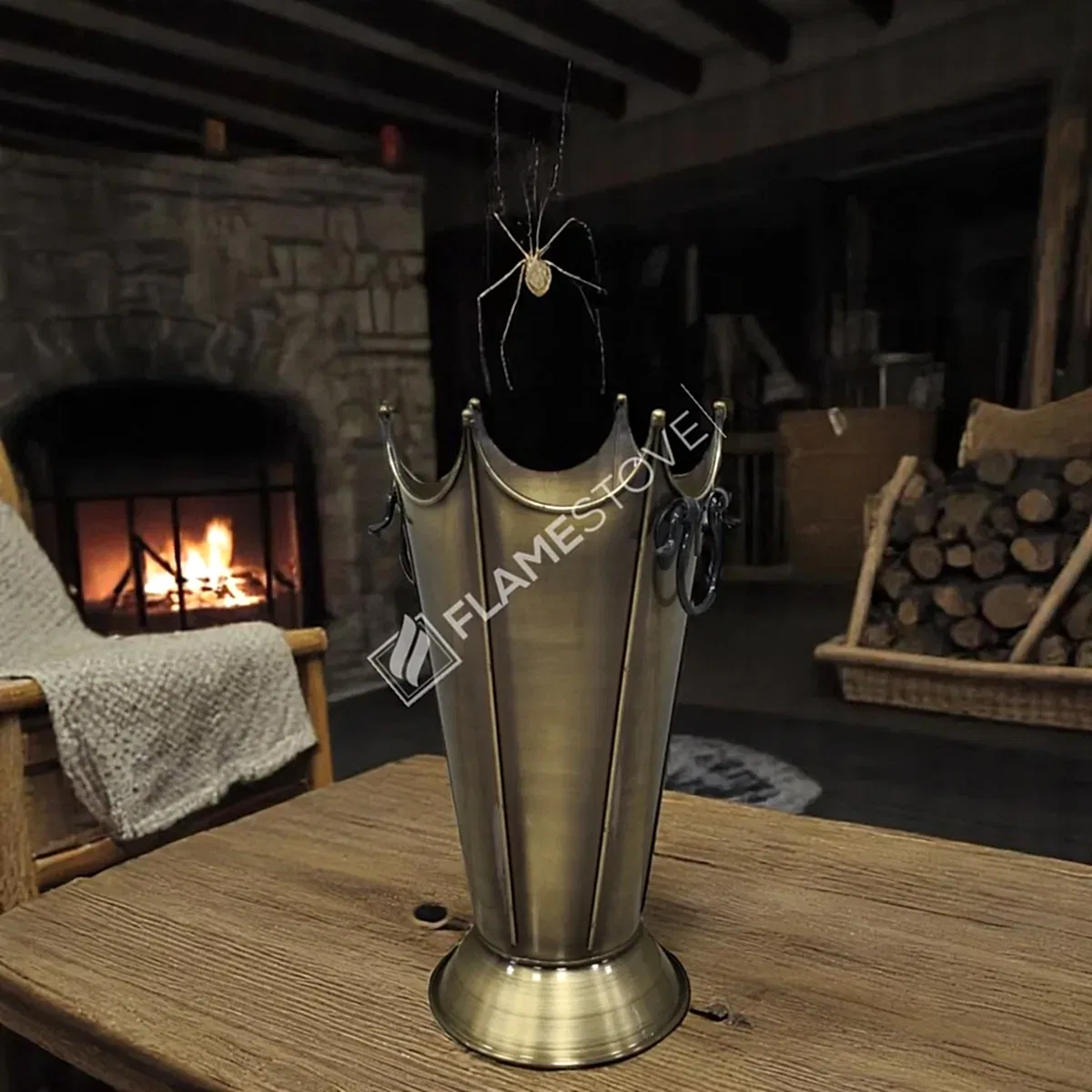 Lüks Gold Odunluk: İç/Dış Mekan, Yüksek Kaliteli Döküm Şömine Odun Kovası