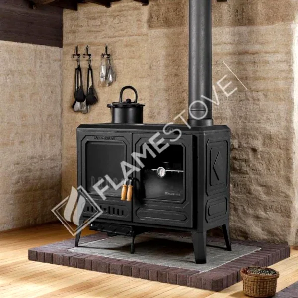Troy Yatay Kuzineli Döküm Soba, Çift Fırınlı Yüksek Verimli Odun Kömür Sobası